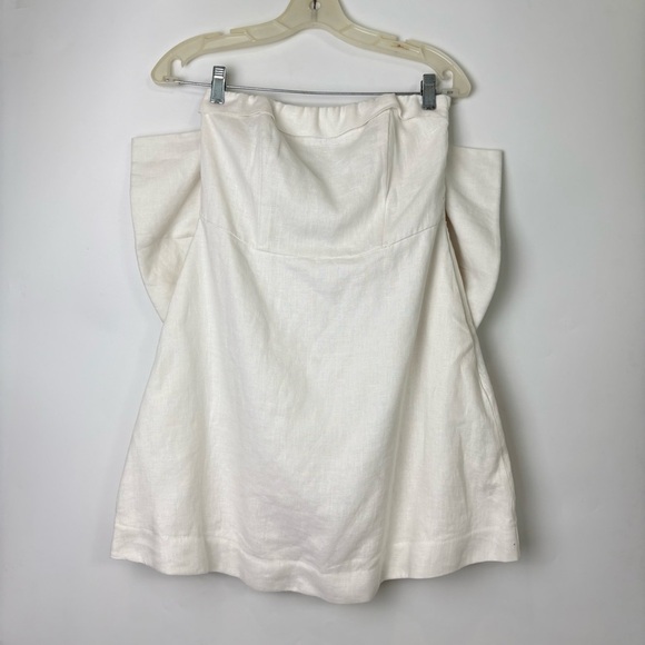 Dissh White 100% Linen Mini Dress Bow Size 6 $200 Pocket Wedding Bachelorette - Picture 4 of 9